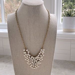 J Crew faux pearl and gold tone necklace